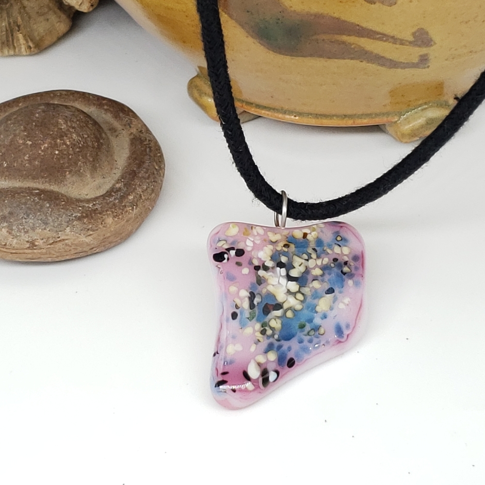 Fused Glass Art Pendant Necklace - Picture 4 of 8